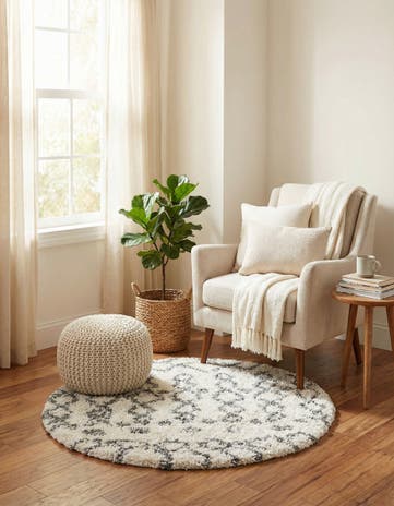 3' 3 x 3' 3 Moroccan Shag Round Rug