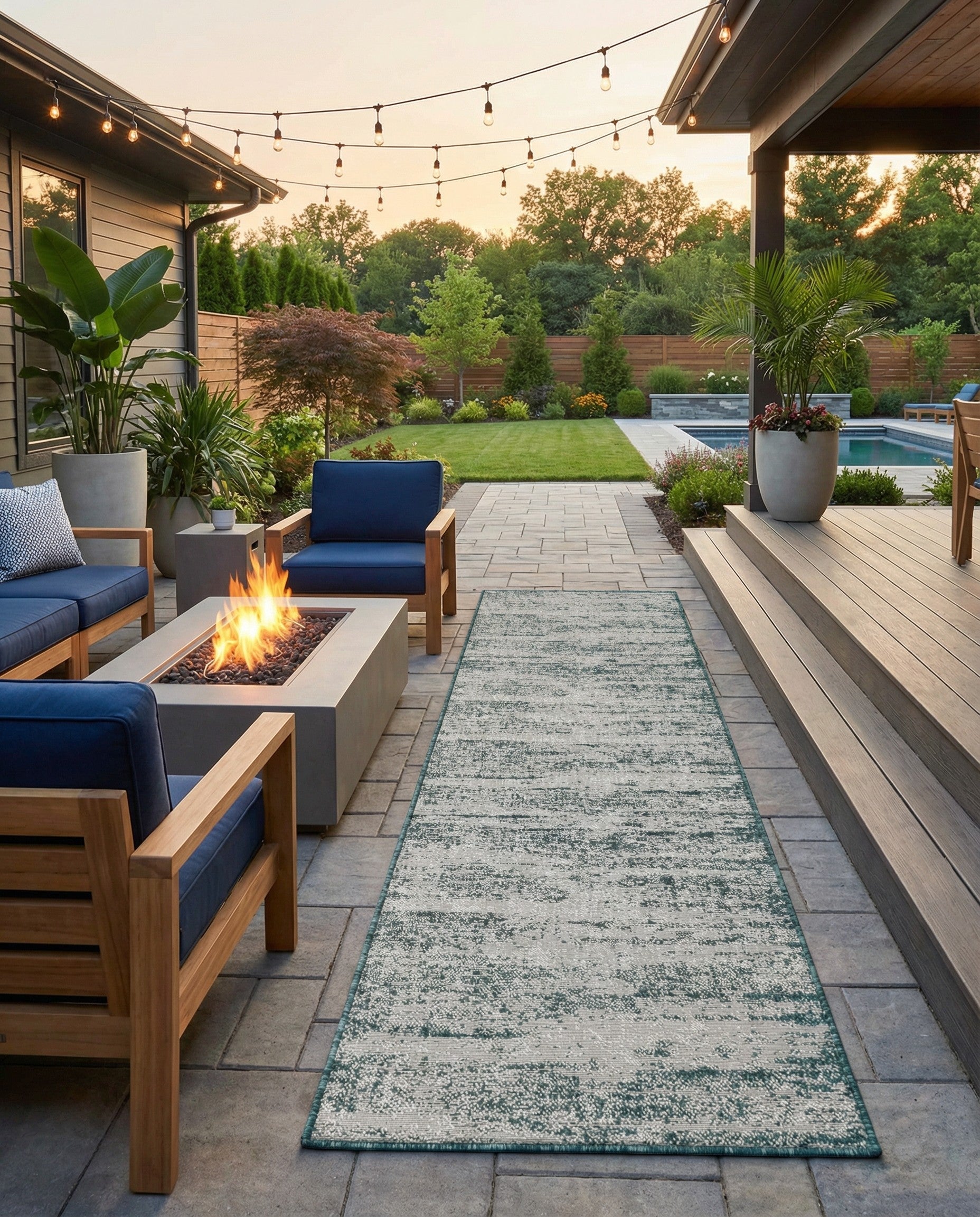 Primary image 2' 7 x 12'  Washable Modern Indoor / Outdoor Runner Rug