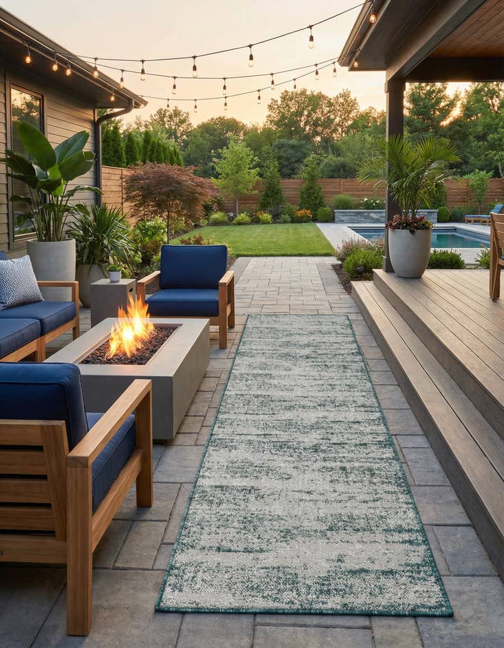 Detail image of 2' 7 x 12' Easy-Clean Modern Indoor / Outdoor Runner Rug