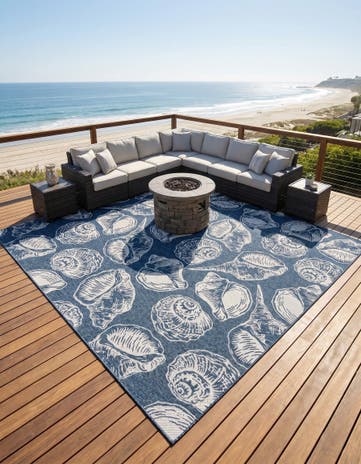 12' x 12' Easy-Clean Coastal Indoor / Outdoor Square Rug