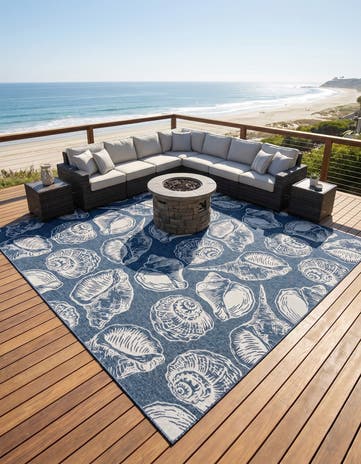 12' x 12' Easy-Clean Coastal Indoor / Outdoor Square Rug