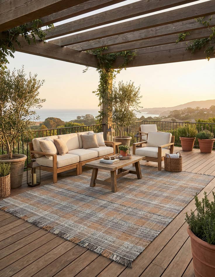 Detail image of 10' x 14' 1  Hand Woven Eco Plaid   Washable Indoor / Outdoor Rug