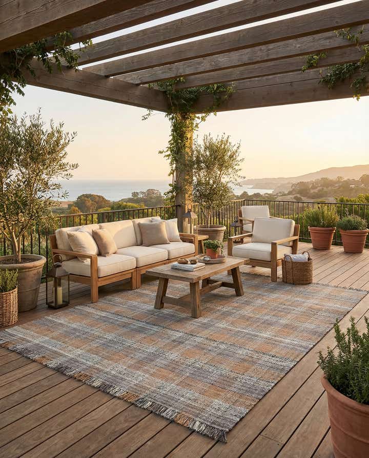 10' x 14' 1 Easy-Clean Eco Plaid Washable Indoor / Outdoor Rug