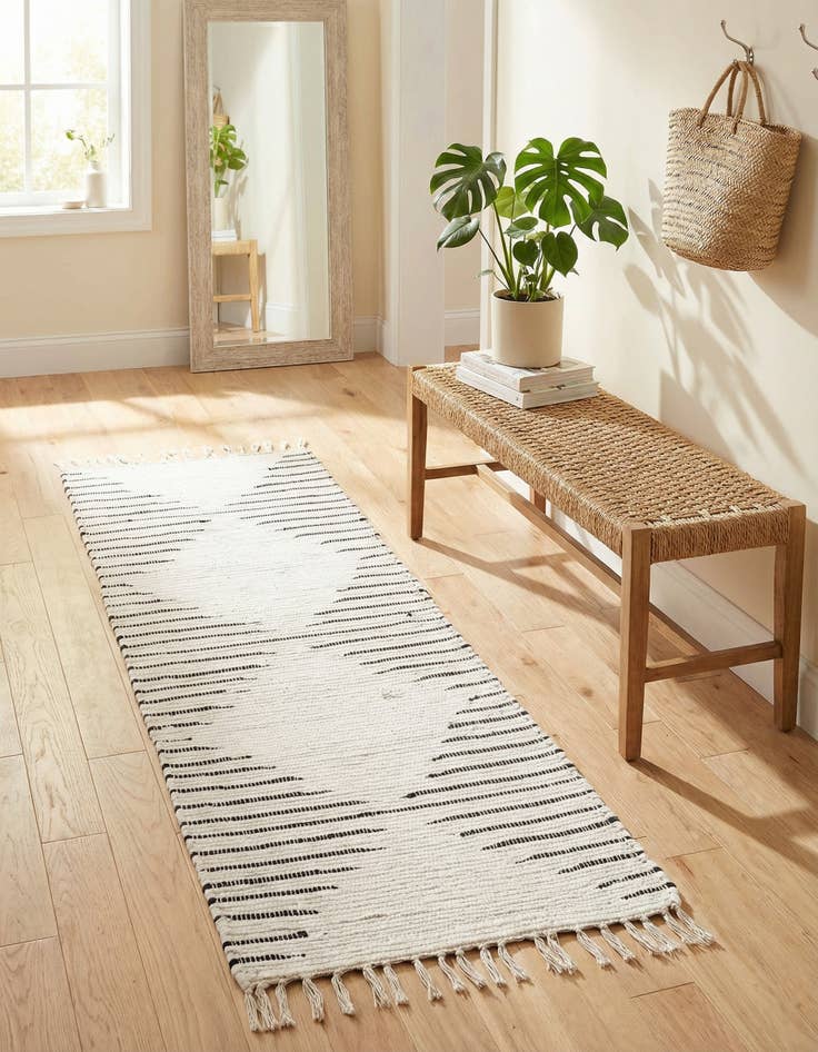 Detail image of 2' 2 x 6' 1 Hand Woven Chindi Cotton Runner Rug