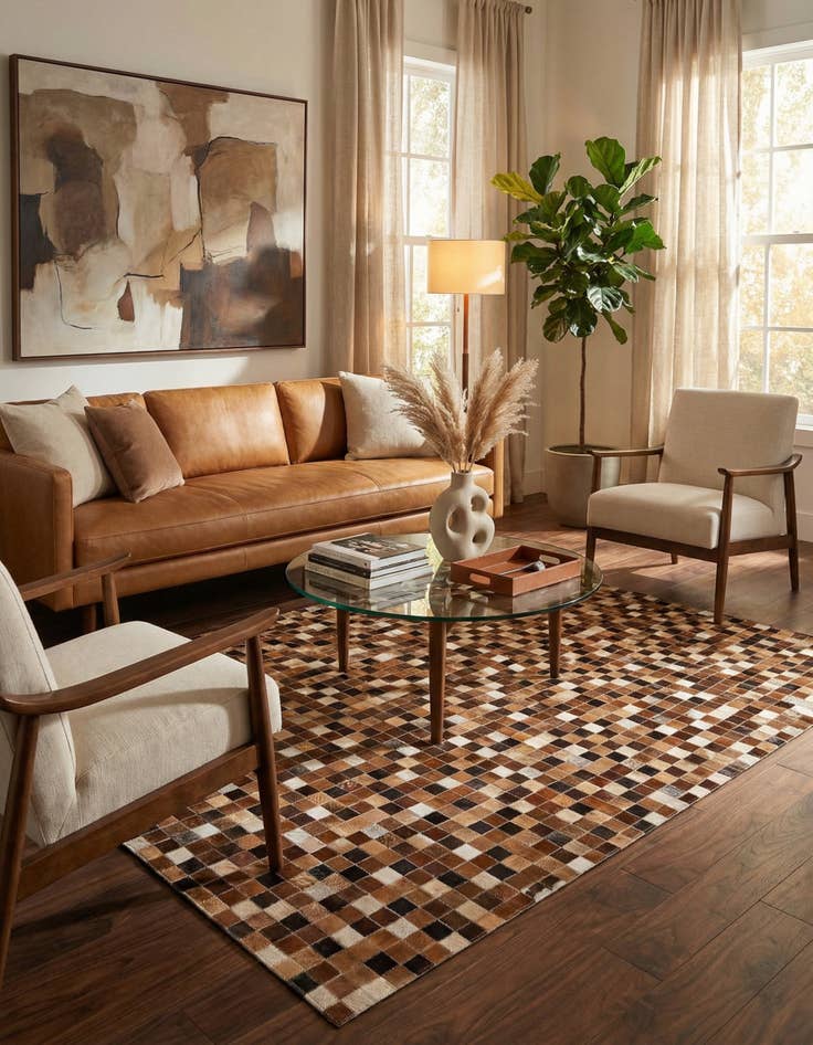 Detail image of 4' 8 x 6' 8 Cowhide Stocks Rug