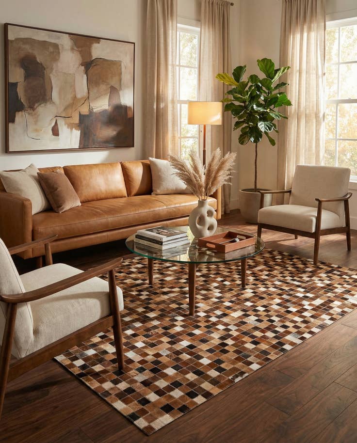 Detail image of 4' 8 x 6' 8 Cowhide Stocks Rug