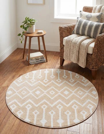 Sand Bohemian Trellis Round Rug