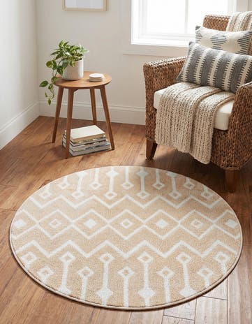 Sand Bohemian Trellis Round Rug