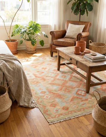 3' 6 x 5' 4 Hand Woven Kilim Waziri Wool Rug