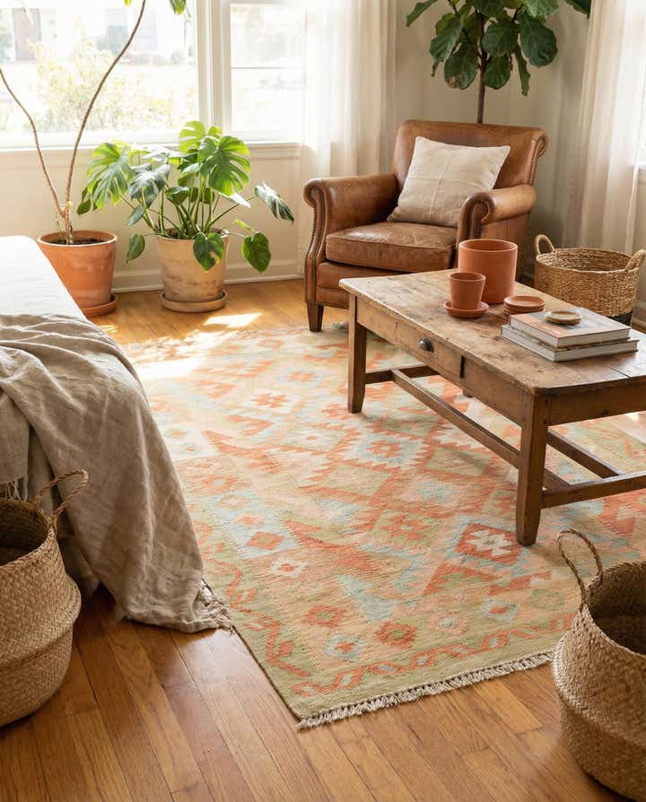3' 6 x 5' 4 Hand Woven Kilim Waziri Wool Rug