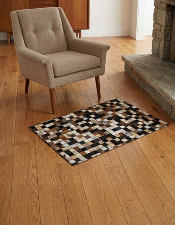 2' x 3' Cowhide Leather Rug