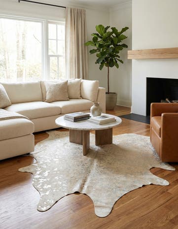 6' 5 x 7' 1 Cowhide Leather Square Rug
