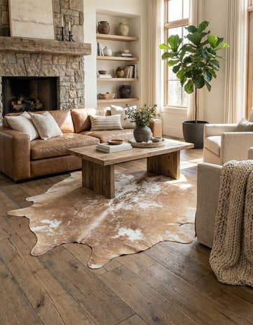 5' 5 x 6' 4 Cowhide Leather Rug