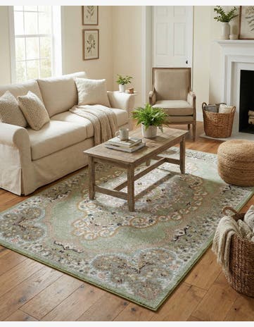 Light Green Kamala Washable Rug