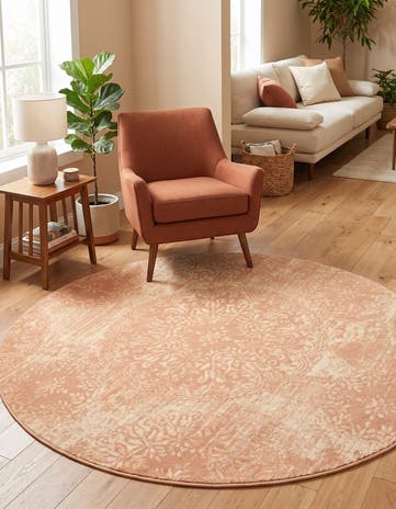 Rose Pink and Ivory Monte Carlo Round Rug