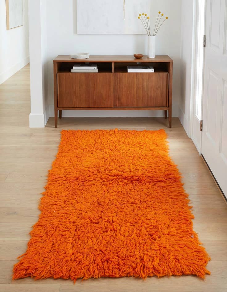 Detail image of 2' 5 x 4' 5 Hand Knotted Moroccan Wool Runner Rug