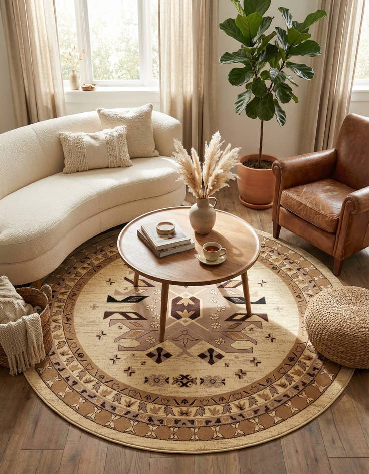 Detail image of 7' 10 x 7' 10 Heriz Design Round Rug