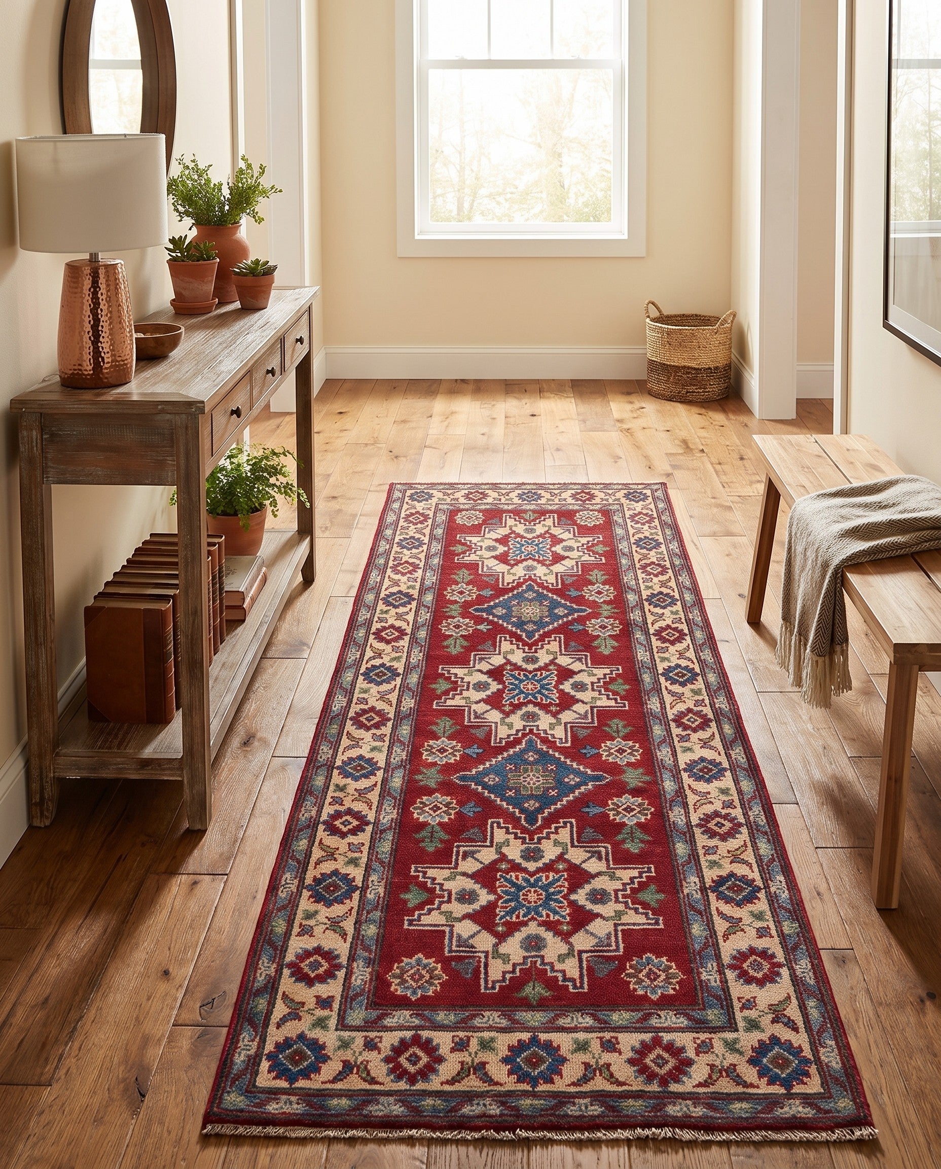 80cm x 210cm Hand Knotted Kazak Runner Rug