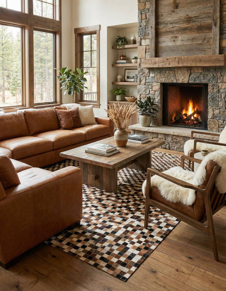 Detail image of 5' 4 x 7' 9 Cowhide Stocks Rug