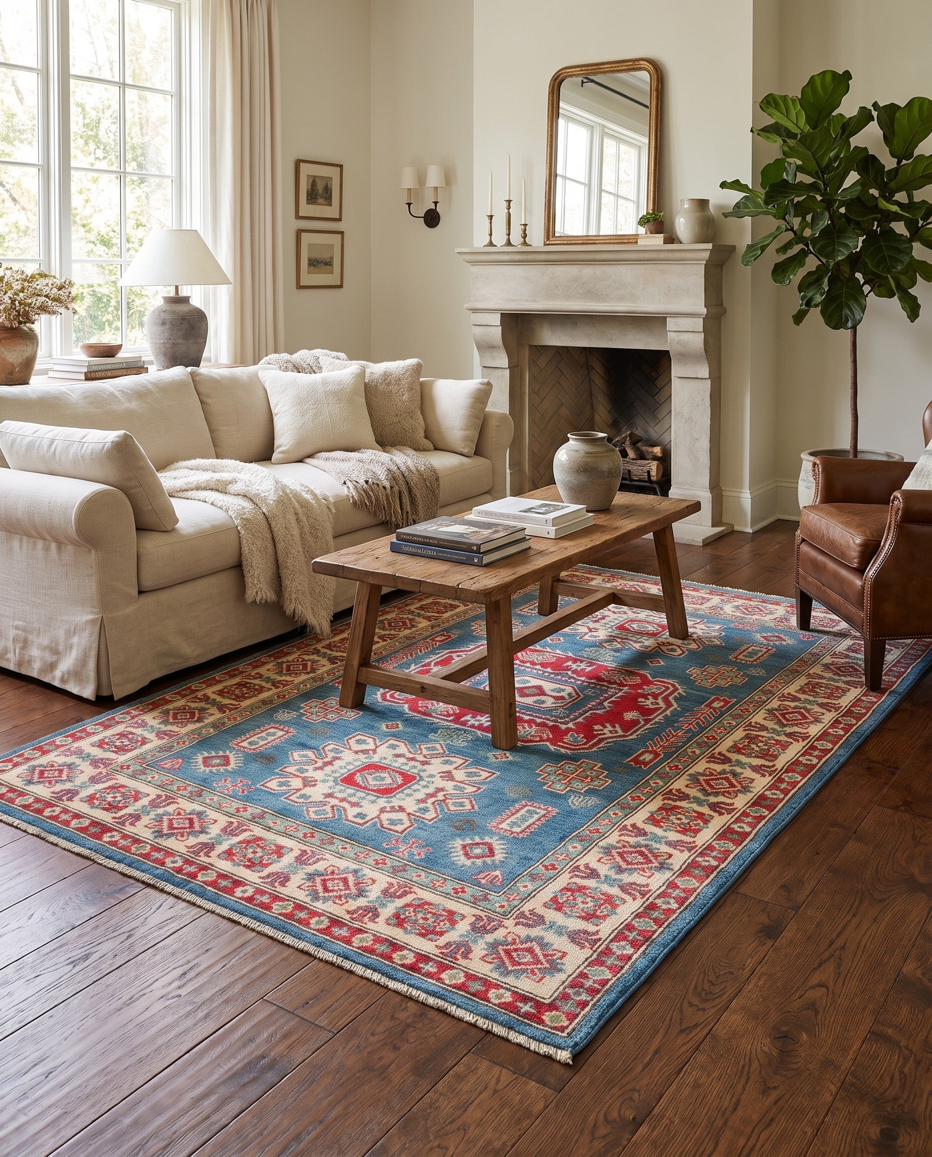 4' 3 x 6' 1 Hand Knotted Kazak Rug
