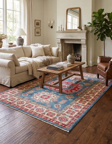4' 3 x 6' 1 Hand Knotted Kazak Rug