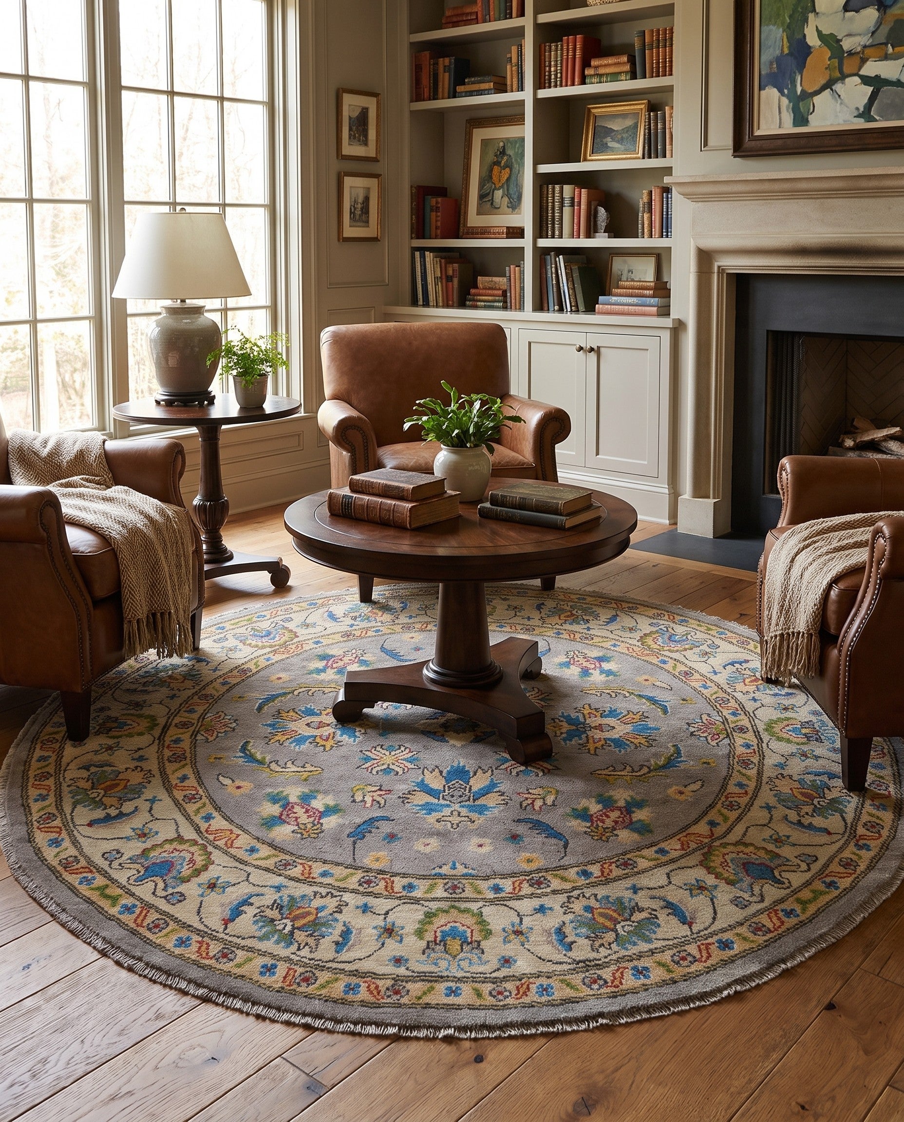 5' 1 x 5' 1 Hand Knotted Kazak Round Rug