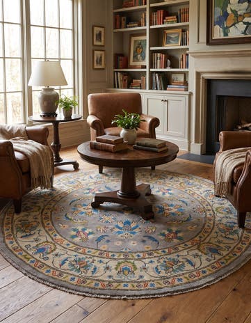 5' 1 x 5' 1 Hand Knotted Kazak Round Rug