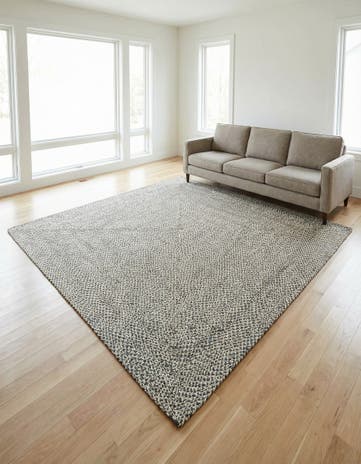 Gray Handmade Tweed Braided Jute Square Rug