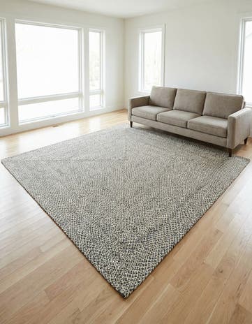 Gray Handmade Tweed Braided Jute Square Rug