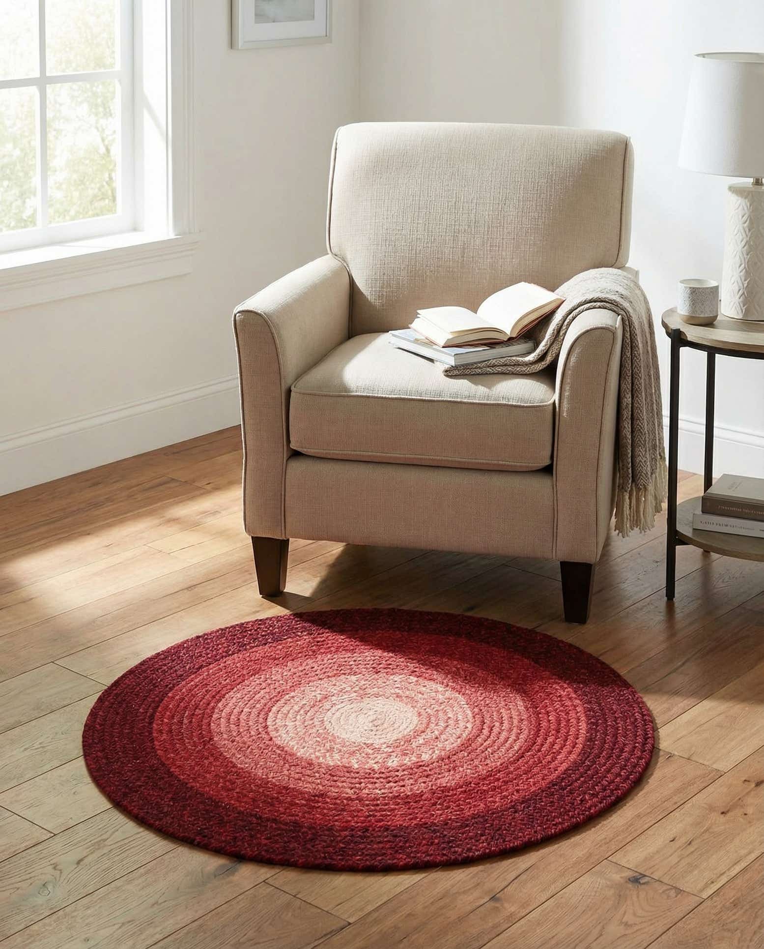 3' 1 x 3' 1 Handmade Hand Braided Wool Round Rug