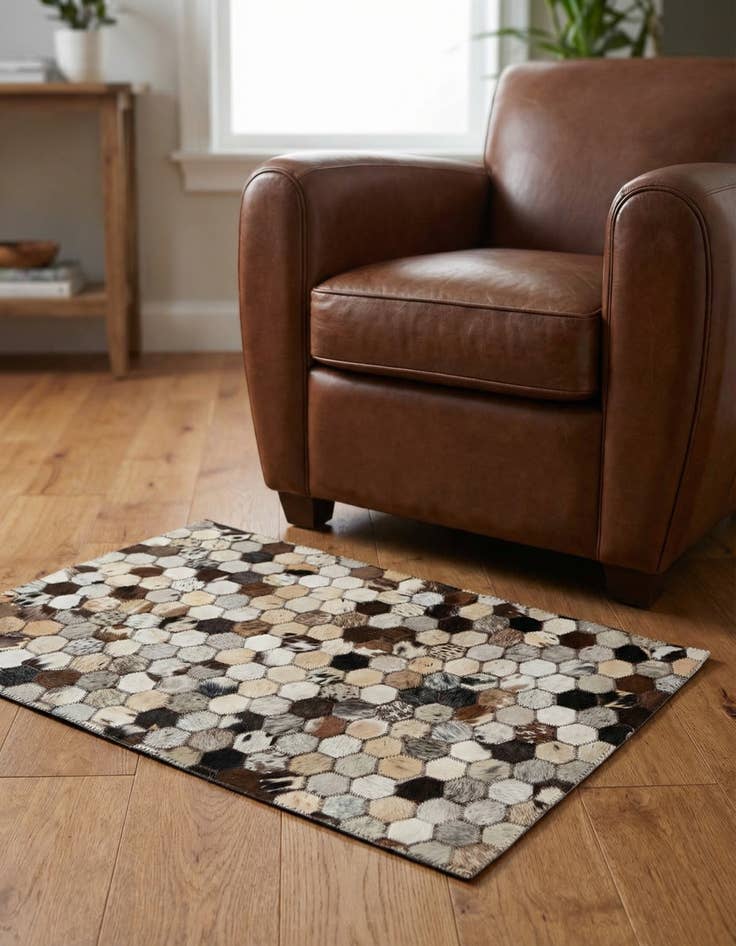 Detail image of 2' x 3' 1 Cowhide Leather Rug