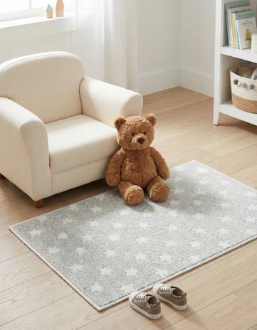 Cloud Gray Whimsy Kids Rug