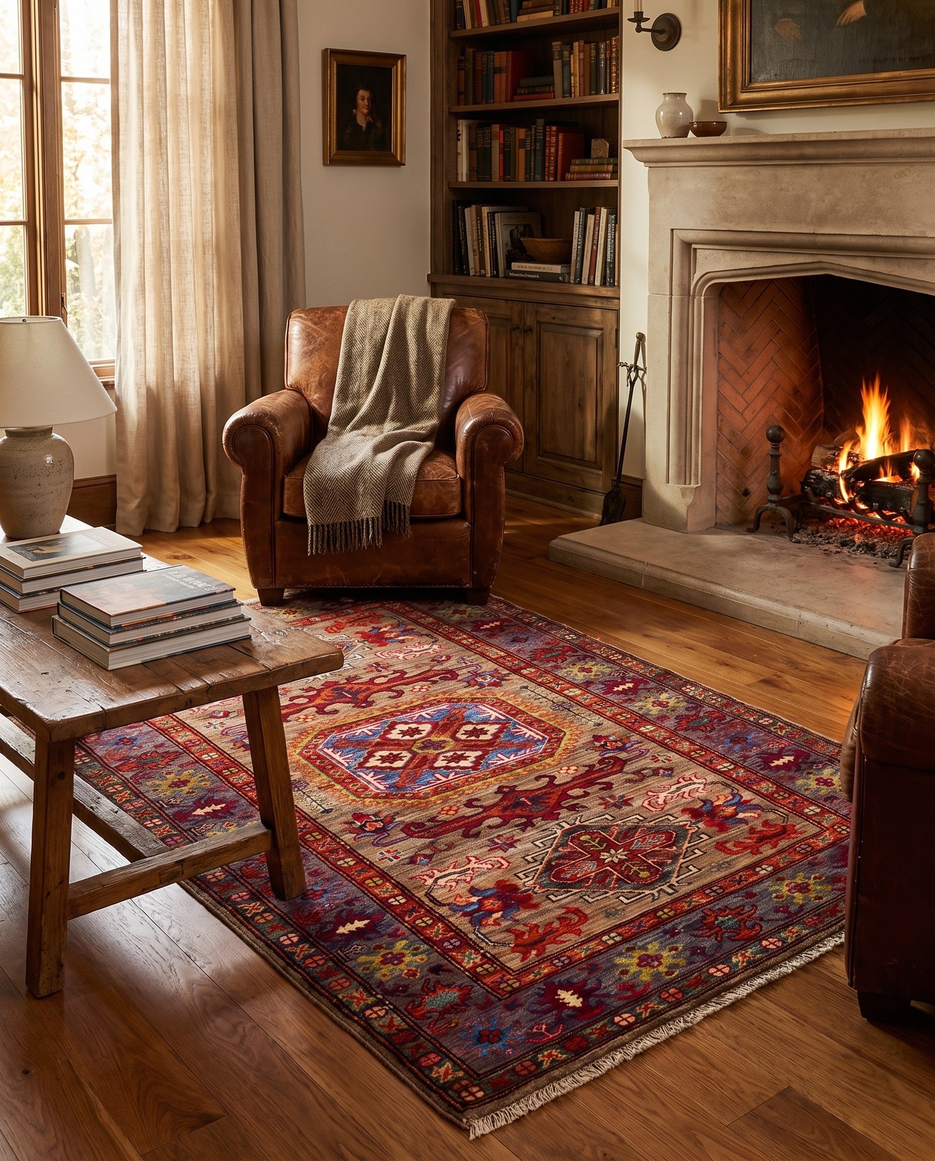 3' 5 x 5' 1 Hand Knotted Kazak Rug