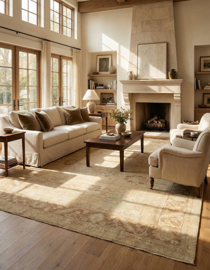 Detail image of 8' 4 x 9' 9 Hand Knotted Oushak Wool Rug