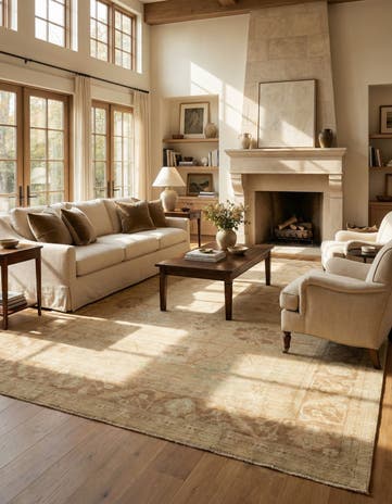 8' 4 x 9' 9 Hand Knotted Oushak Wool Rug