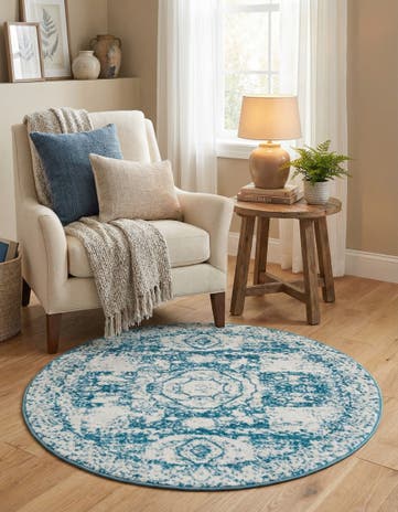 Turquoise Dover Round Rug