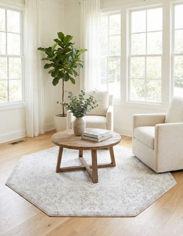 Ivory Oxford Octagon Rug