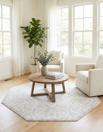 Ivory Oxford Octagon Rug