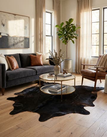 6' 9 x 7' 4 Cowhide Leather Rug