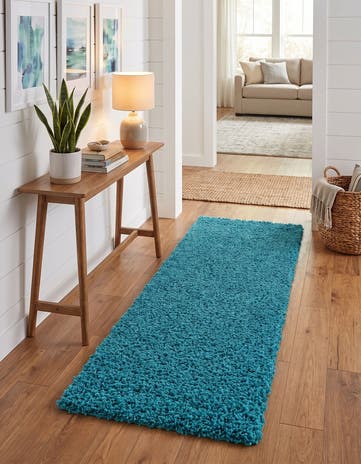 2' x 6' 5 Solid Shag Runner Rug