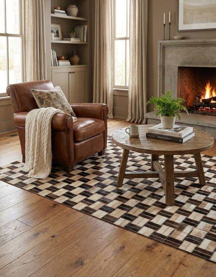 Detail image of 3' 11 x 5' 11 Cowhide - Patchwork Rug