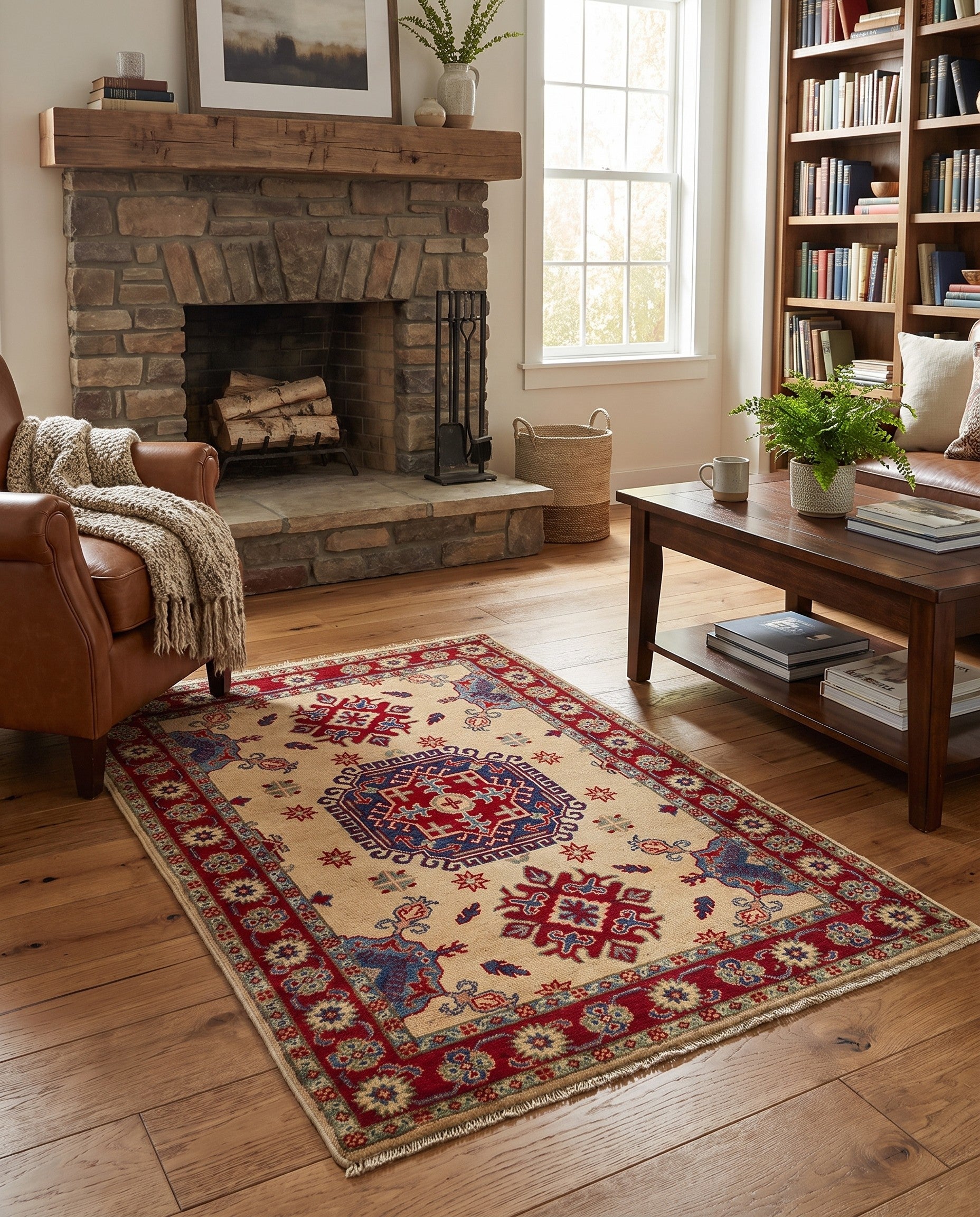 3' 4 x 5' 1 Hand Knotted Kazak Rug