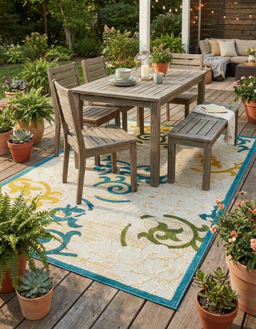 5' x 8' Easy-Clean Botanical Indoor / Outdoor Rug