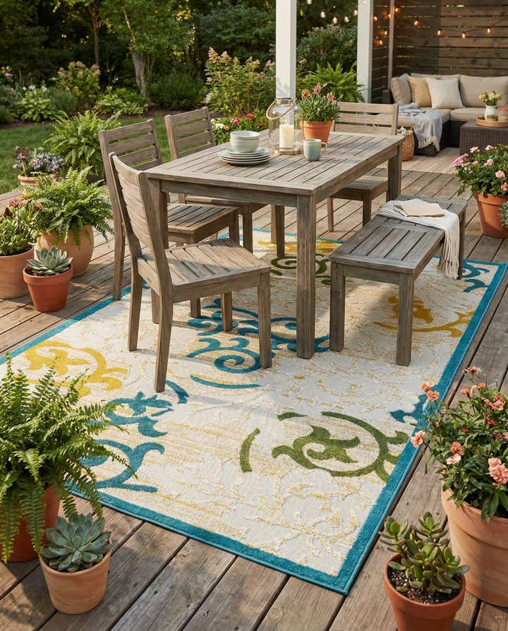 5' x 8' Easy-Clean Botanical Indoor / Outdoor Rug