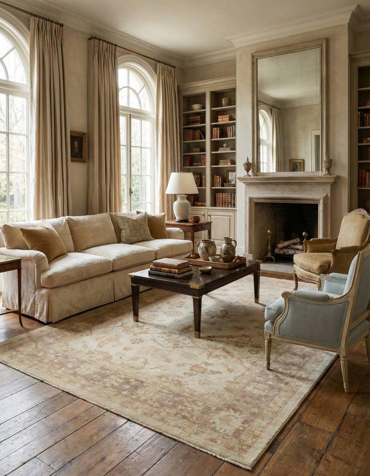 Detail image of 9' 2 x 11' 9 Hand Knotted Oushak Wool Rug