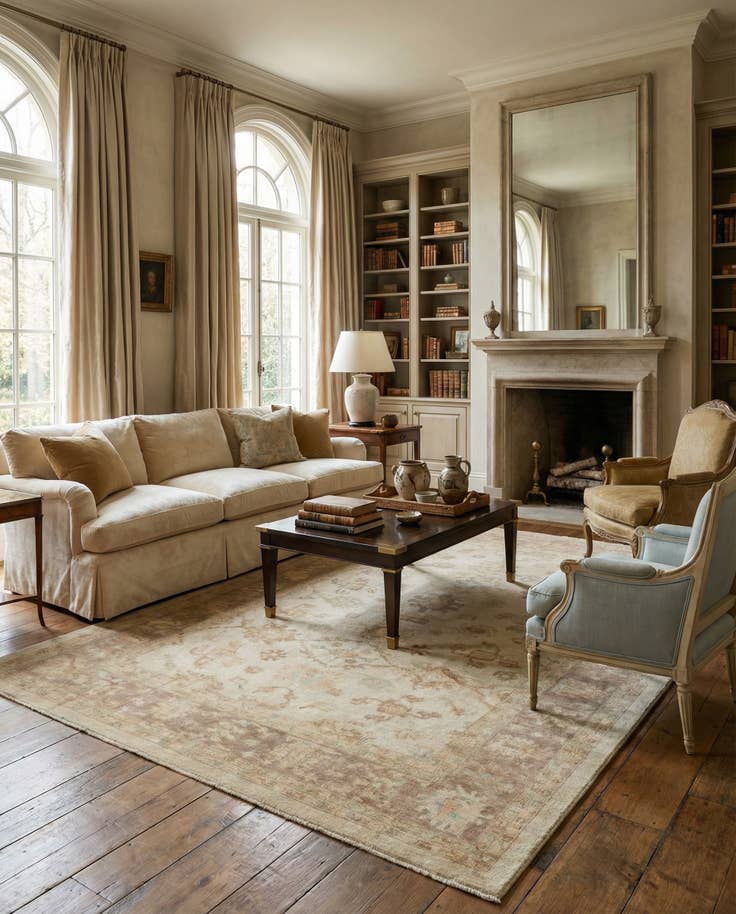 Detail image of 9' 2 x 11' 9 Hand Knotted Oushak Wool Rug