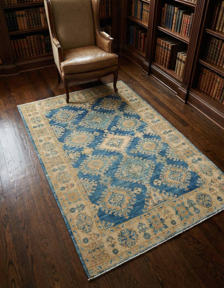 Detail image of 4' 1 x 5' 11 Hand Knotted Oushak Wool Rug