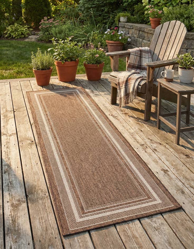 Detail image of 2' x 6' Washable Border Indoor / Outdoor Runner Rug