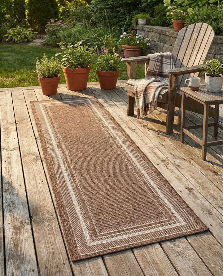 2' x 6' Easy-Clean Border Indoor / Outdoor Runner Rug