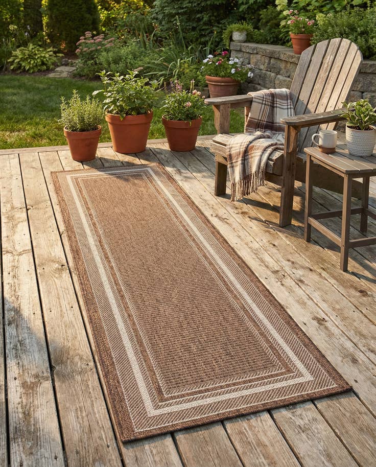Detail image of 2' x 6' Easy-Clean Border Indoor / Outdoor Runner Rug